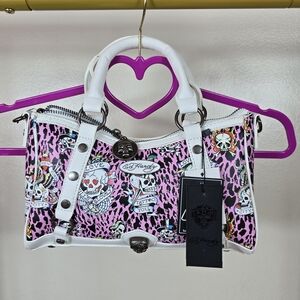 Ed Hardy Pink and White Women's Bag